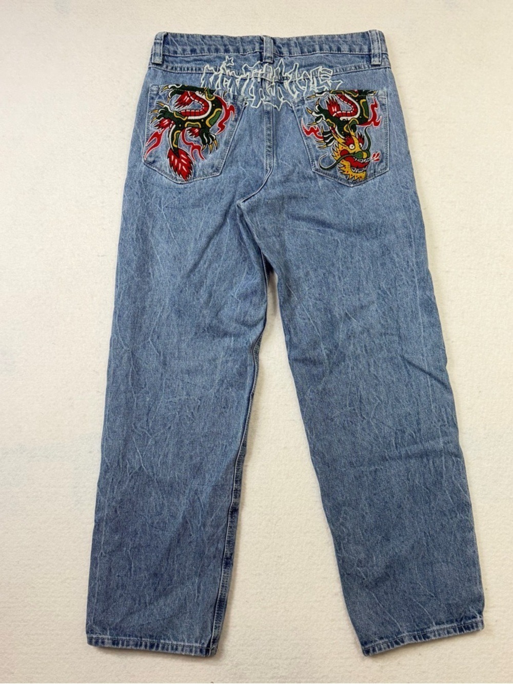 Ninth Hall Ambush Men’s Dragon Baggy 27 Embroidered Denim Jeans Y2K Streetwear